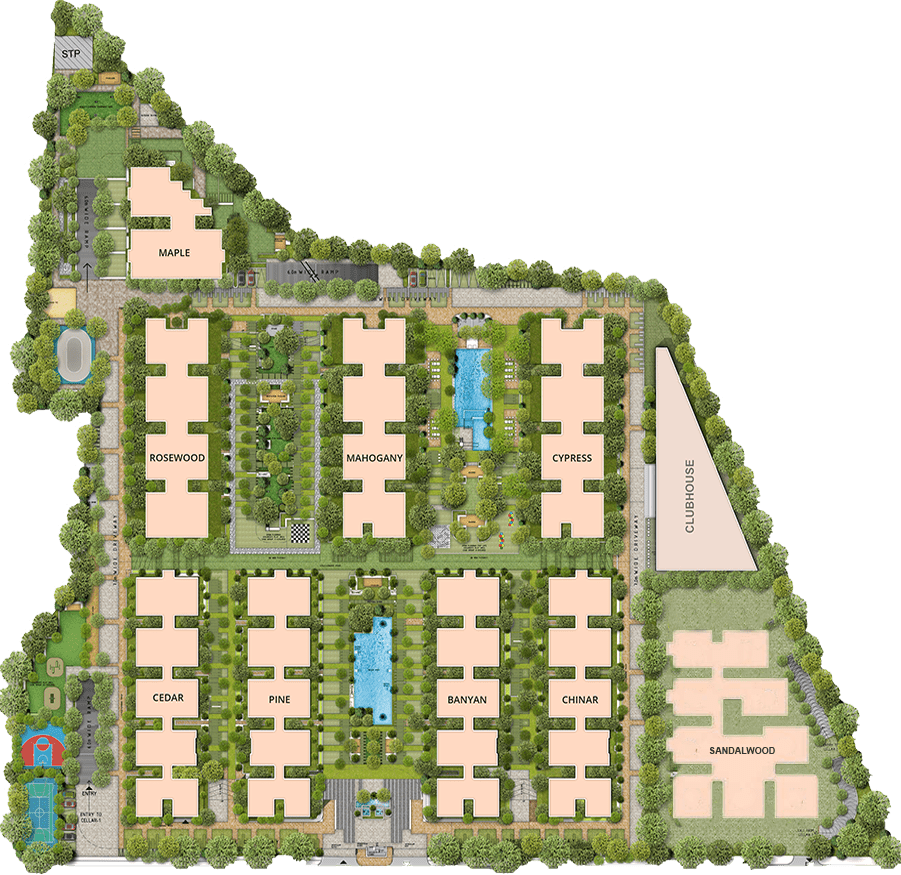 ambience courtyard towers top view